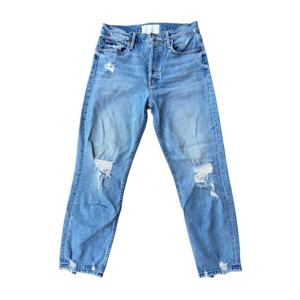 Mother The Tomcat Distressed High Rise Jeans in The Confession Wash Size 28